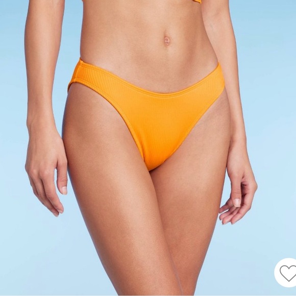 Women's Ribbed Bralette Bikini Orange - Picture 4 of 5